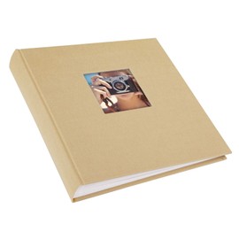 goldbuch otoalbum Bella Vista Beige, Photo Book 25 x 25 x 4 cm, Photo Album 60 White Pages, Linen Picture Album, Photo Album with Window Cut-Out, Photo Book Light Brown