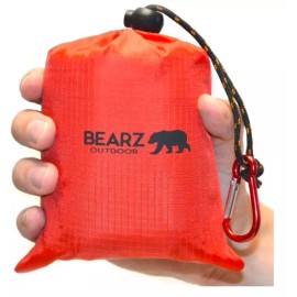 BEARZ Outdoor Beach Blanket-Pocket Blanket 55″x60″ Waterproof, Sandproof, RED
