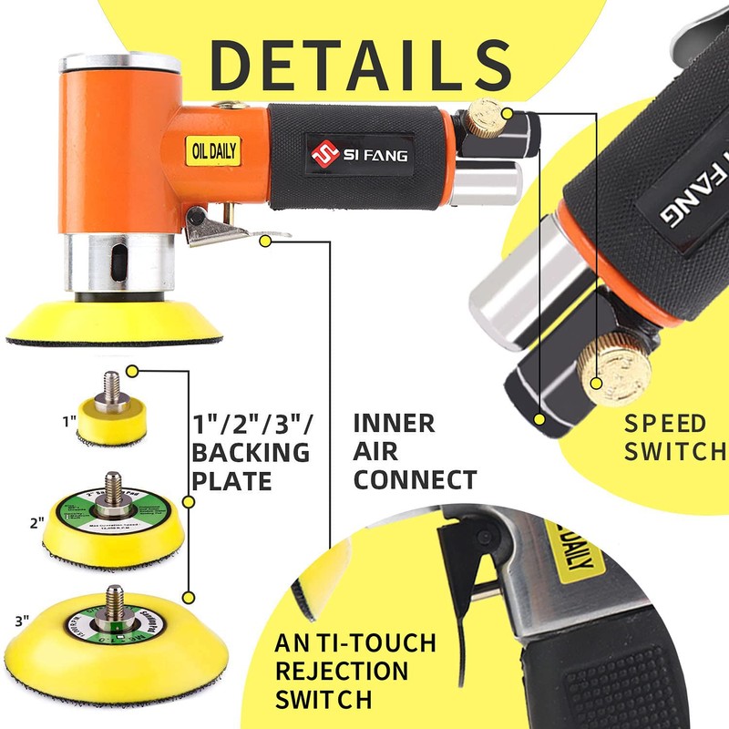 NuoDunco 21Pcs 1'' 2'' 3'' Mini Random Orbital Air Sander