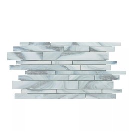 Tenedos HTC285 Silver Cascade Linear Glass Mosaic Tile