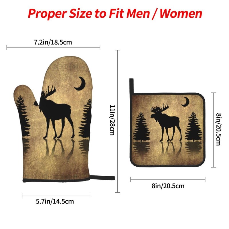 LONSANT Rustic Elk Moose Deer Forest Pine Tree Moon Design
