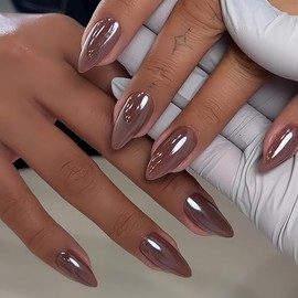 KQueenest- Diseño cromado: nuestras uñas acrílicas para mujer cuentan con un deslumbrante acabado cromado Aurora que resiste la decoloración. Con opci