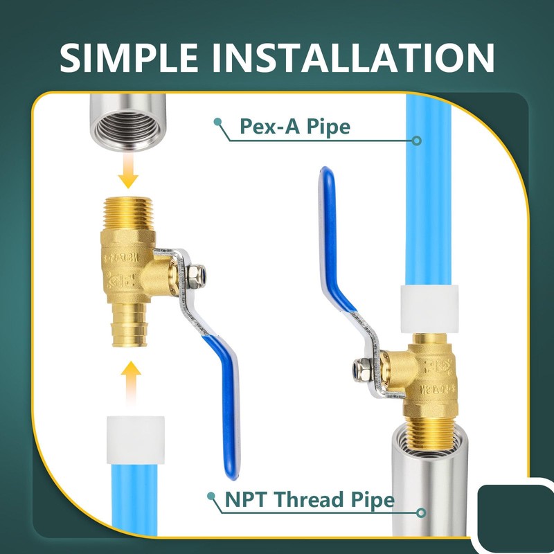 2 Pcs Niikappu Ball Valve 1/2" Pex A x 1/2"