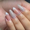 BABALAL White Press on Nails Almond Medium Fake Nails with