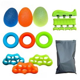 11 PCS Ejercitador de Agarre Ajustable (6.6-88 lb / 3-40 kg) - Fortalecedor de Mano, Dedos y Antebrazo con Múltiples Niveles de Resistencia - Para Ali