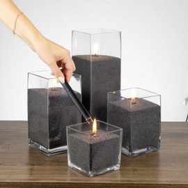 NICEME Black Customized Powder Candle Making Kit, 26Oz Refillable Beaded Wax Sand DIY Pearled Candle All Natural Reusable Candle Making Self Extinguish with 30PCS Wicks 2PCS Centering Devices