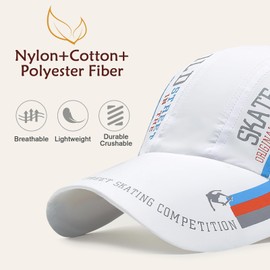 AYPOW Unisex Quick-Drying Baseball Cap, Fashionable Casual Breathable Mesh Sports Cap, Lightweight Foldable Washable Outdoor Sports Hat, Baseball Cap, Sun Hat for Men and Women, White+Black