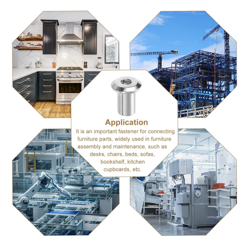 sourcing map M8x12mm Hex Socket Head Insert Nut Screw Post