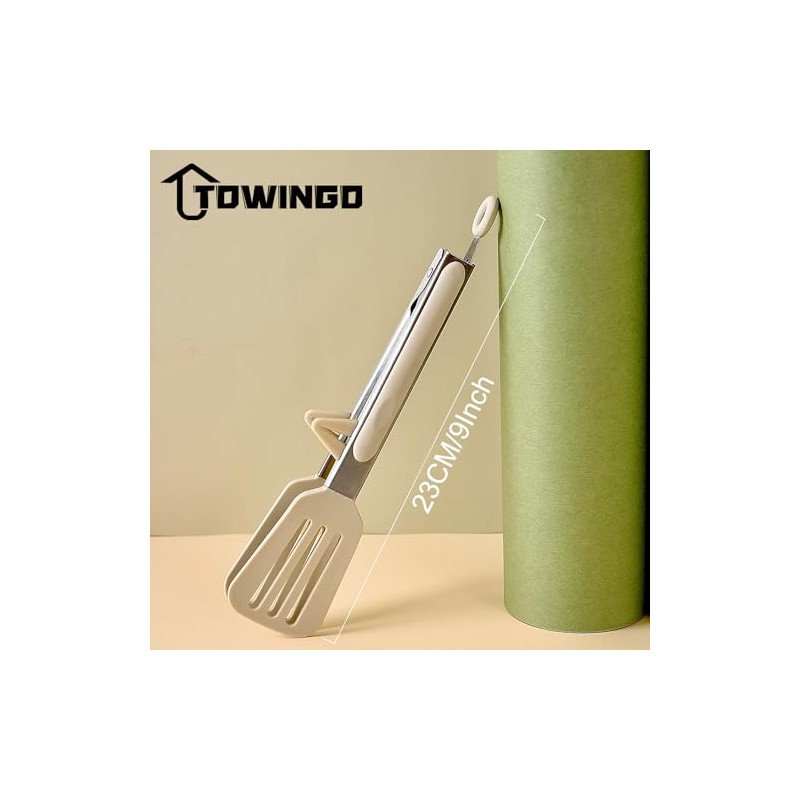 TOWINGO Silicone Tongs Set - 9 Inch Mini Kitchen Utensils