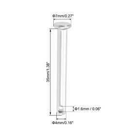 sourcing map Single Hole Clevis Pins - 4mm X 35mm Flat Head 304 Stainless Steel Link Hinge Pin 20Pcs