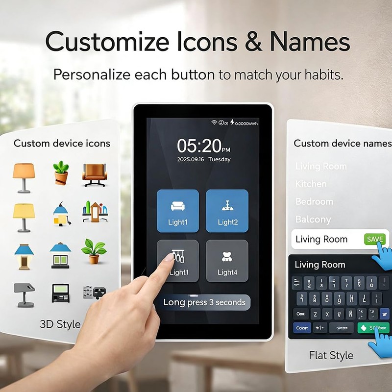 LANBON L10 Large LCD Smart Light Switch, Custom Display &