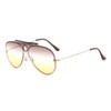 Rimless One Piece Shield Triple Oceanic Color Lens Aviator Sunglasses
