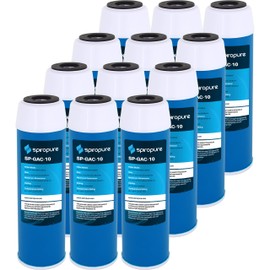 SpiroPure SP-GAC-10 10x2.5 20 Micron Coconut Shell Granular Activated Carbon (GAC) Water Filter Cartridge GAC-10 155109-43 (Case of 12)