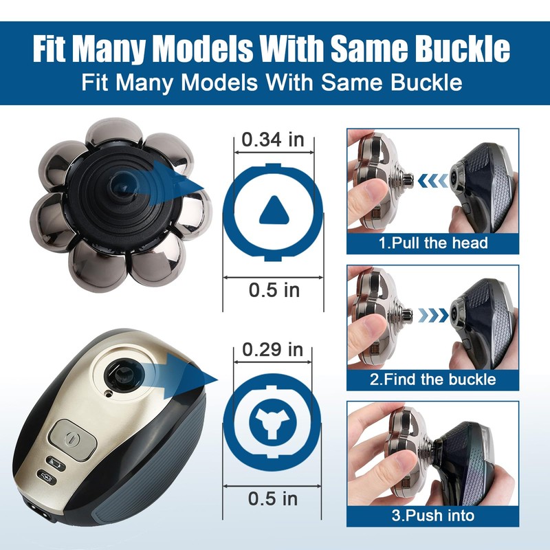 7D Magnetic Razor Head for Universal Head Shaver Men's Waterproof