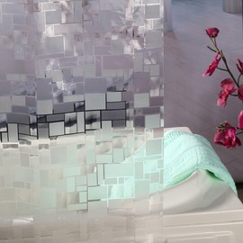 Shower Curtain Liner with 12 Plastic Hooks, 72x72 Inch Plastic Shower Curtain Liner for Shower Stall & Bathtubs, Bathroom Curtains Shower Curtain and Liner Set (Clear Grid)