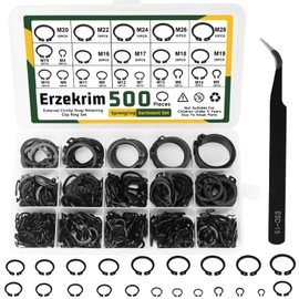Snap Ring Assortment Circlip Set C-Clips 500 Pieces 21 Different Sizes 4M-28M Snap Ring Set Retaining Rings Black with Plastic Box (Black)