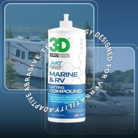 3D Marine & RV Gel-Coat Cutting Compound – Removes P1000 Grit Scratches, Oxidation & Swirls, High-Cut Formula, No Fillers, Low-Dust, 32oz