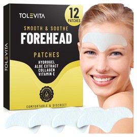 TOLEVITA - Forehead Wrinkle Patches | Forehead Lines Remover | Anti-Wrinkle Patches for Smoothing Fine Lines with Hydrogel, Aloe Extract, Collagen, Vitamin E, For All Skin Types - 12 Pcs