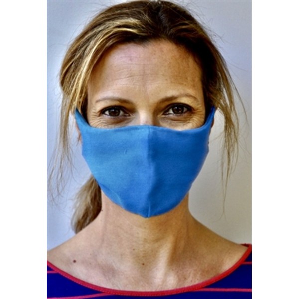 Brave Face Skeena Organic Cotton Reusable Face Mask For Adult- Deep Sky Blue