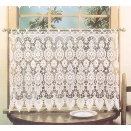 Today's Curtain Medallion Macramé Tier 24",Ecru, 35W x 24L