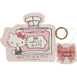 サンリオ ハローキティ バッグ アクセサリー ポリウレタン ダイカット ミニ 小 フラット ポーチ ファスナー ケース バッグ 13×11.5cm キーチェーン付き (コスメ)