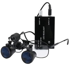 Ultra-lightweight Dental Loupes 2.5X 3.5X Dental Binocular Magnifier with 3W LED Headlight Rechargeable Lithium Battery (3.5X-420)