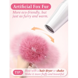 4" Multicolor Fluffy Pom Poms Crochet Accessories - 12 Pcs Removable Soft Faux Fox Fur Knitting Hat Pompoms, Crafts Supplies for Keychains/Scarves/Shoes/Gloves/Bags