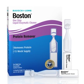Bausch & Lomb Boston One Step Liquid Enzymatic Cleaner, Protein Remover, 0.01 Fl Oz Each, 15 Count (Pack of 1)