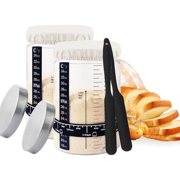 Sourdough Starter Jar --40oz Large Wide Mouth Sourdough Starter Kit