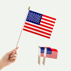20 Pcs 5x8 Inch Small American Flags on Stick Mini USA Flags US Handheld Flag for Outside,Veterans Day Memorial Day 4th of July Independence Day Decorations