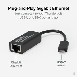 Plugable USBC-E1000 Gigabit Ethernet Card, USB Type C, 1 Port, 1, Twisted Pair
