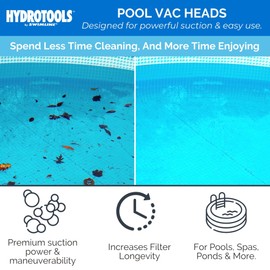 SWIMLINE HYDROTOOLS Clear Pool Vacuum Head Attachment For Inground & Above Ground Pools |Weighted Flexible Vac Head Butterfly Shape W/ Bristles | Swivel Hose 1-1/4 or 1-1/2’’| See Through Transparent