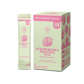 The Harmony Matcha Strawberry (10 Sticks) Premium Japanese Matcha Powder, Rich in Antioxidants & L-Theanine, Sweetened with Organic Sugar, No Preservatives
