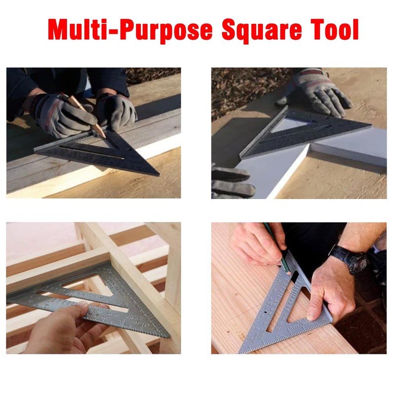 7 Inch Aluminum Rafter Square - Double-Sided Engraved Scales, Precision
