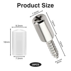 Pack of 20 Shelf Brackets, Shelf Brackets, Shelf Brackets, Screws 7.5 mm, Cupboard Holder, Glass Shelf Support Pins, Shelf Support with Cover