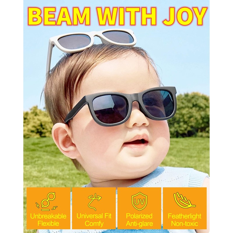 Baby Toddler Sunglasses with Strap Polarized Flexible for Newborn Infant
