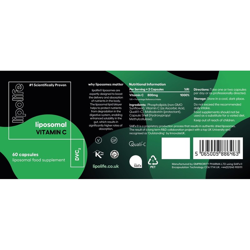 Liposomal Vitamin C 60 Capsules - lipolife