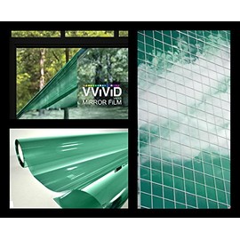 One-Way Green Mirror Finish Vinyl Window Wrap Film Self-Adhesive DIY Small Roll (10ft x 5ft)