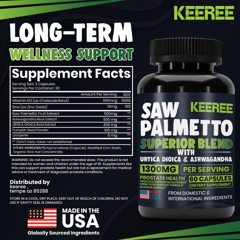 KEEREE Saw Palmetto Extract | 1300mg | 60 Capsules |