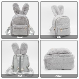 Lanpet Cute Bunny Backpacks for Women Rabbit Ears Backpack Fluffy Shoulder Bag Satchel