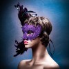 ILOVEMASKS Purple Venice Carnival Peacock Feather Masquerade Venetian Mardi Gras