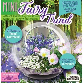 Enchant Your Space with Mini Fairy Triad Glass Terrarium Starter Kit by Unique Gardener! Grow Fragrant Flowers & Attract Fairy Plant, Complete Terrarium Supplies Included for a Mini Indoor Garden!