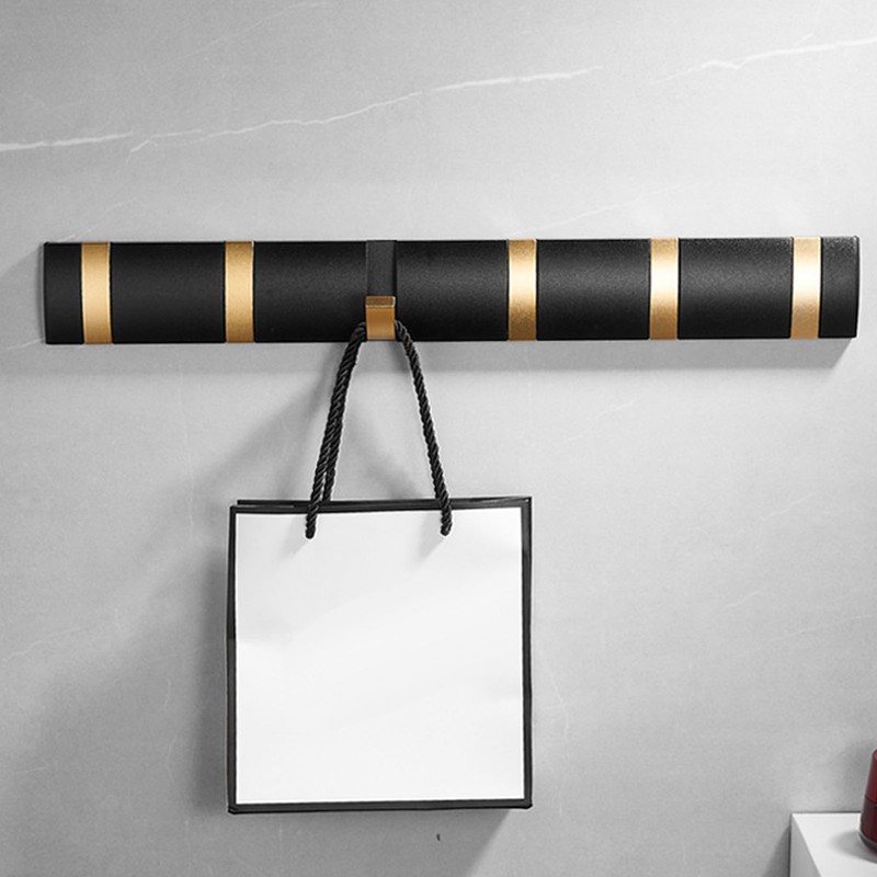 Thickened Invisible Hook 5 Hook Wall Mounted Coat Rack Folding