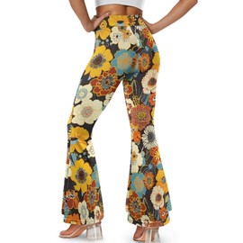 Glomenade Yoga Trouser Pants for Women Plus Size Boho Mandala Flowers Print Yoga Pants Flare Leggings Athletic Pants, Gifts for Birthday/Festival/Holiday/Vacation/Party