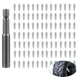 Felixstory 100pcs Snow Tire Screw in Tire Studs, Wheel Tire Spikes with Installation Tool Anti-Slip/Anti-ice for Car/Tractor/ATV/UTV/Farm/Electric Scooter/Mining and Heavy Equipment, 4mm(W) X 12mm(L)