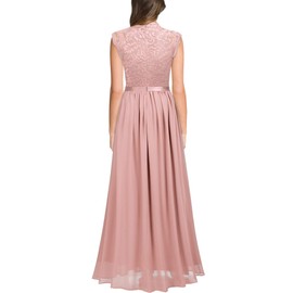 Miusol Women's Formal Sleeveless Floral Lace Bridesmaid Party Maxi Dress (Medium, Pink)