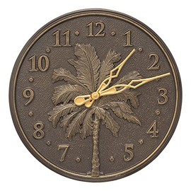 Whitehall Single Palm Wall Clock 16 x 16" x 0.5" Wall Clock French Bronze