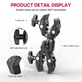 Ulanzi R096 Multi-function Super Clamp Aluminum Alloy Double Clamps Design 360° Rotation 1.5kg Load Capacity Powerful Photography Accessories