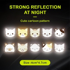 OQKAHIV Pack of 10 Cat Stickers, Reflective Car Stickers, Funny Cat Car Stickers, Cartoon Animal Cat Kitten Stickers, Funny Car Stickers, Waterproof Cat Stickers