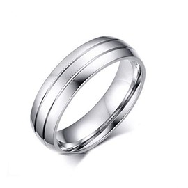MAGIIE Fashion Jewelry Women's Ring Men's Ring Simple Style Stainless Steel Ring Couple for Birthday Wedding Lovers Silver - 1 Piece, Stainless Steel